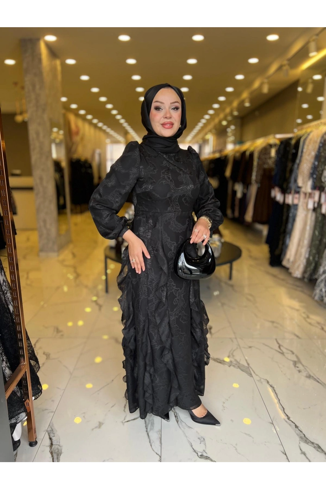 MATEKS-FIRFIRLI ELBİSE SİYAH