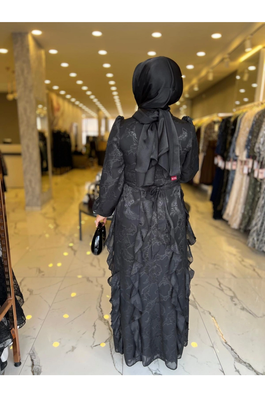 MATEKS-FIRFIRLI ELBİSE SİYAH