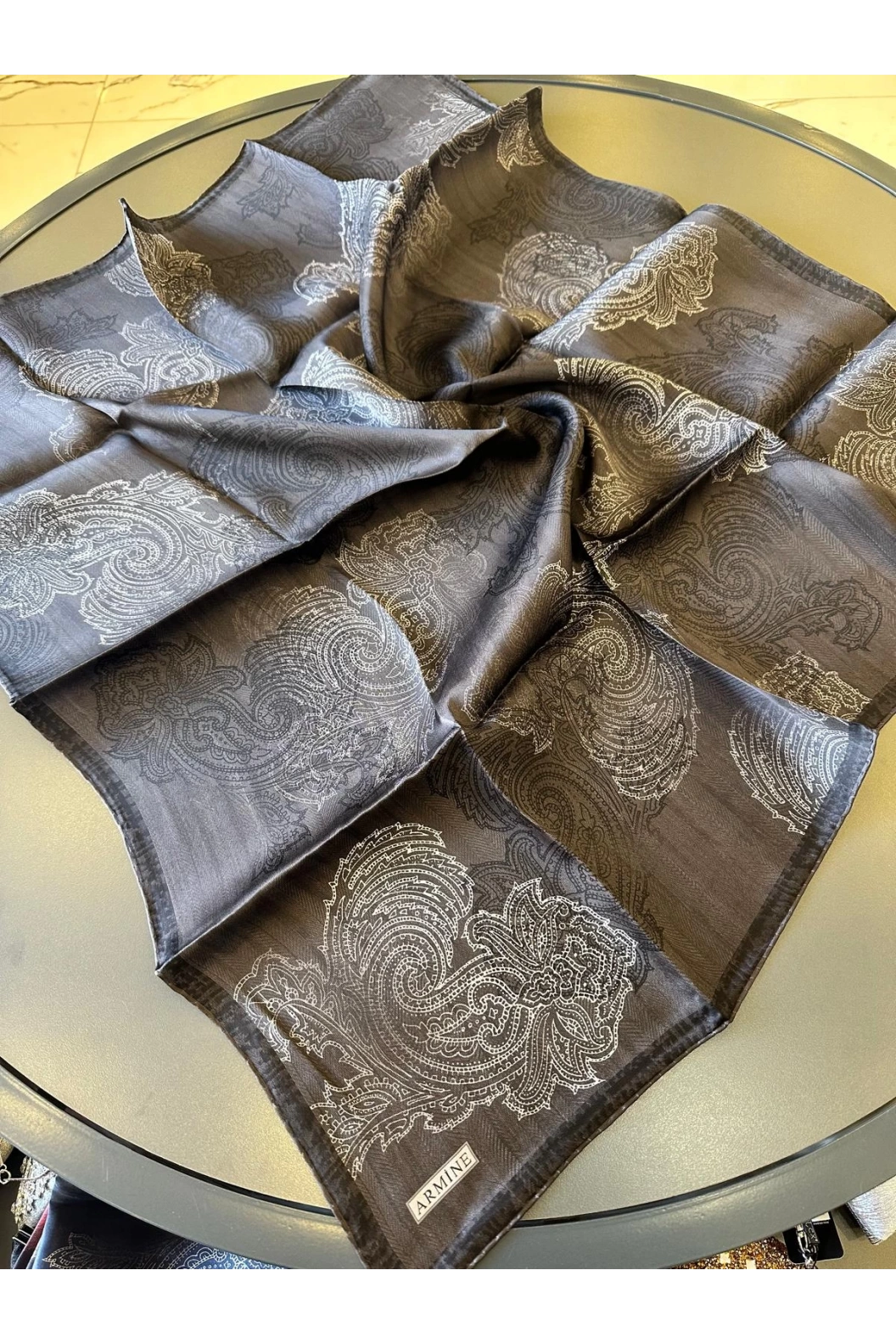 ARMİNE-%100 İPEK EŞARP ANTRASİT