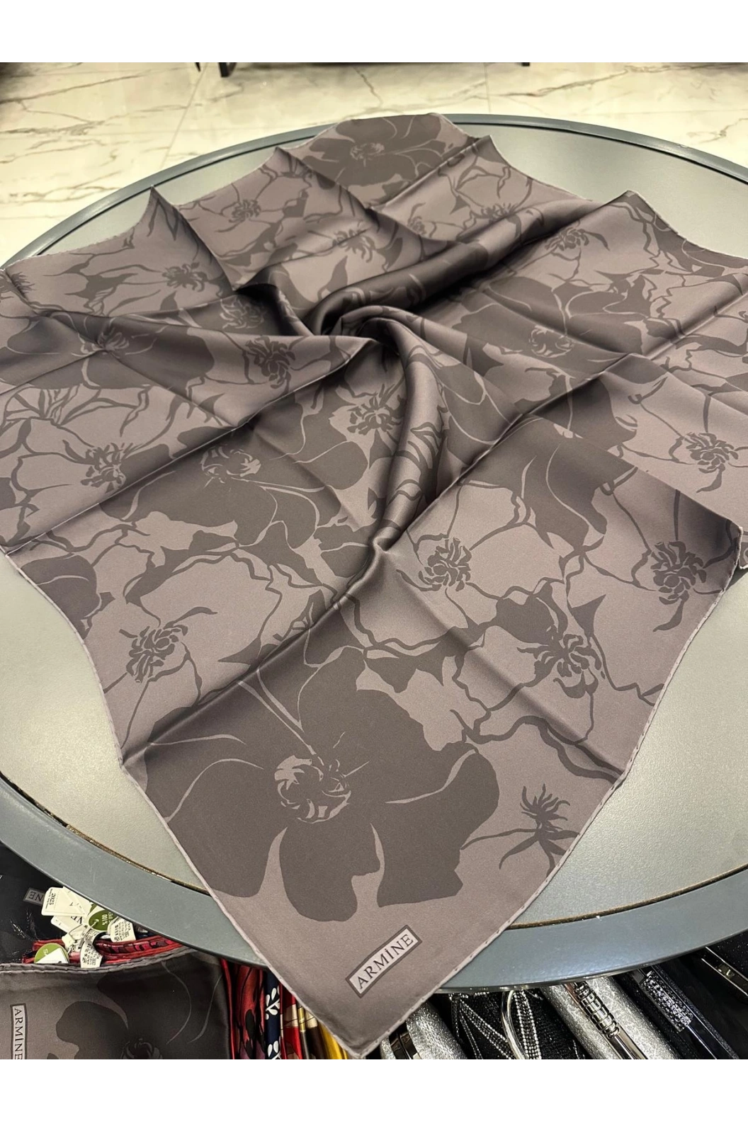 ARMİNE-%100 İPEK EŞARP ANTRASİT