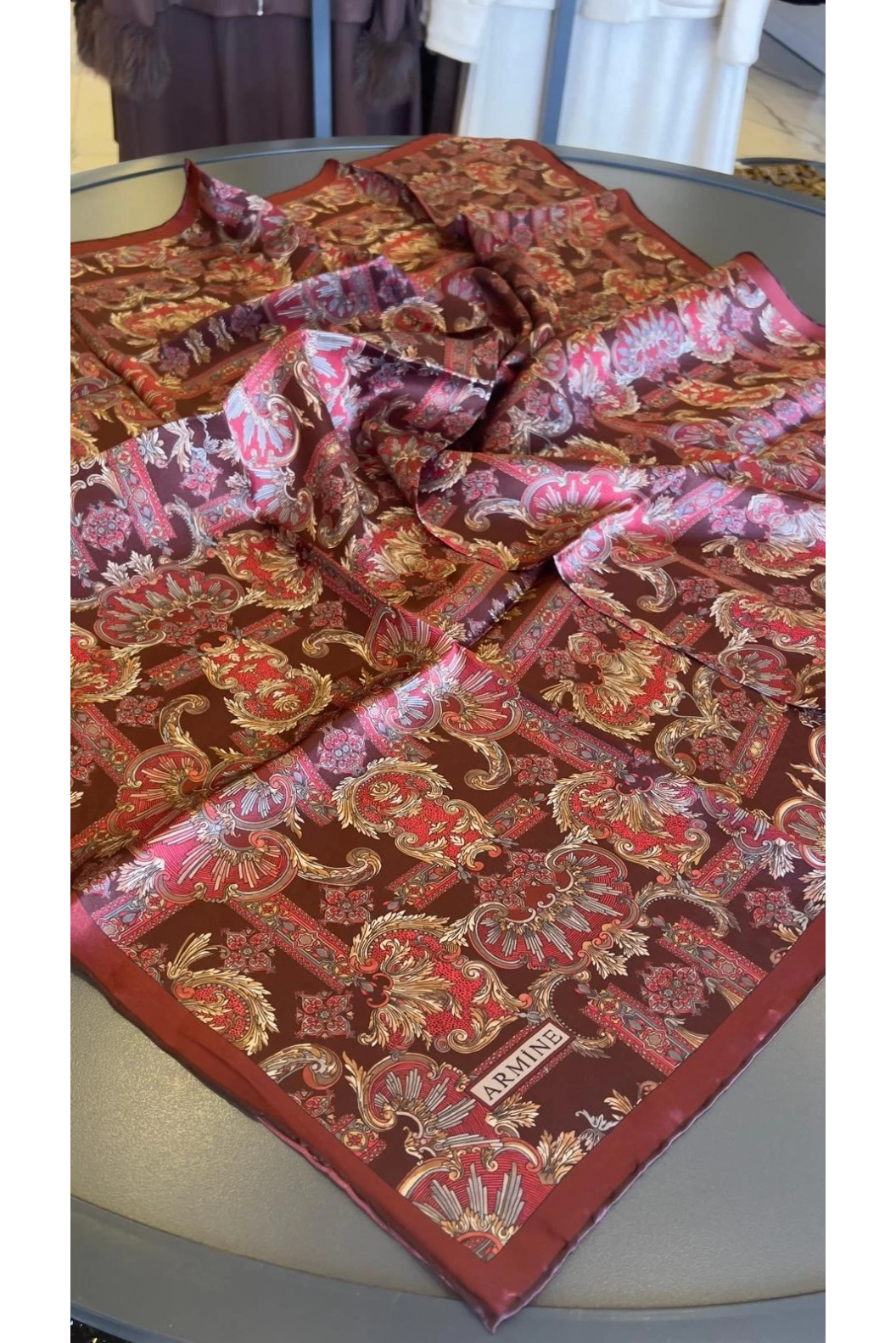 ARMİNE-% 100 İPEK EŞARP BORDO