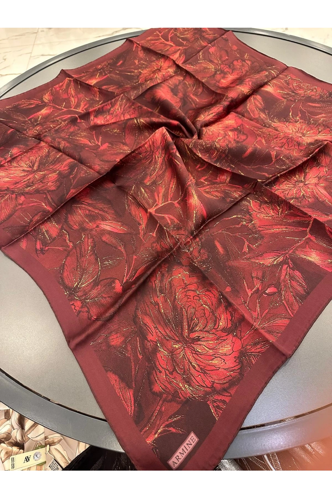 ARMİNE-%100 İPEK EŞARP BORDO