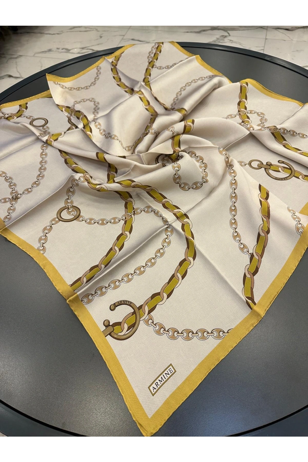 ARMİNE-%100 İPEK EŞARP GOLD