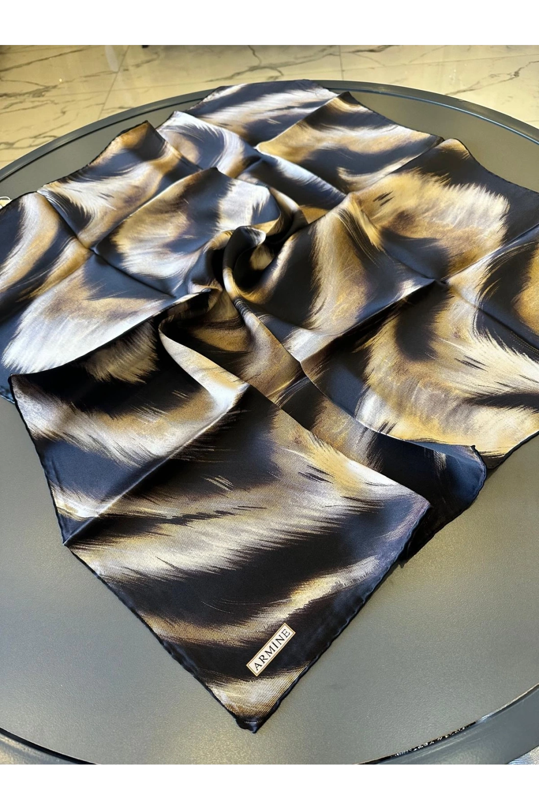 ARMİNE-%100 İPEK EŞARP GOLD