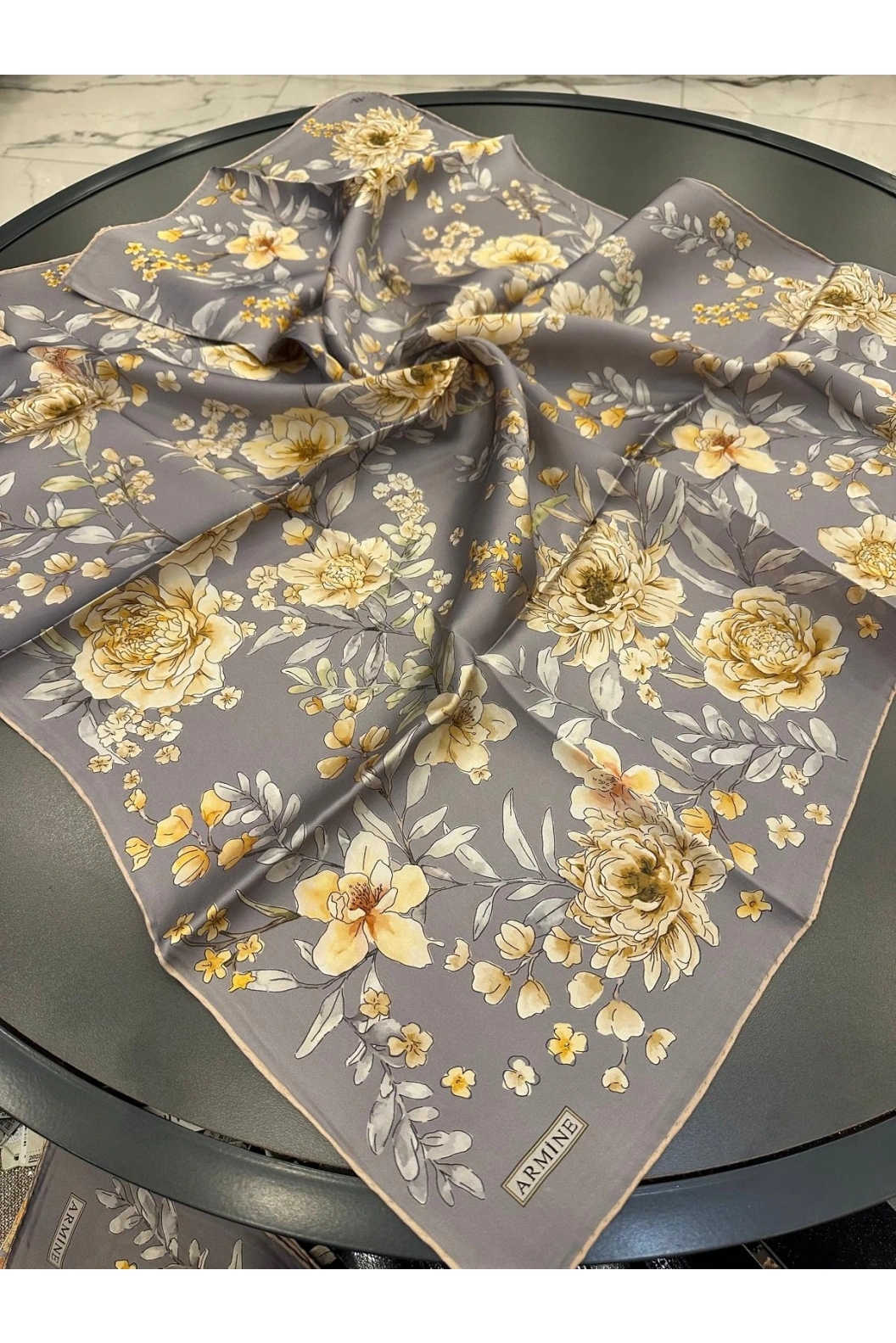 ARMİNE-%100 İPEK EŞARP GRİ