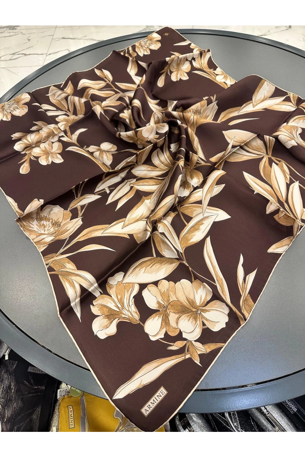 ARMİNE-%100 İPEK EŞARP KAHVE