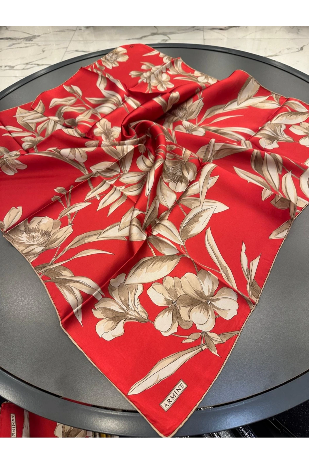 ARMİNE-%100 İPEK EŞARP KIRMIZI