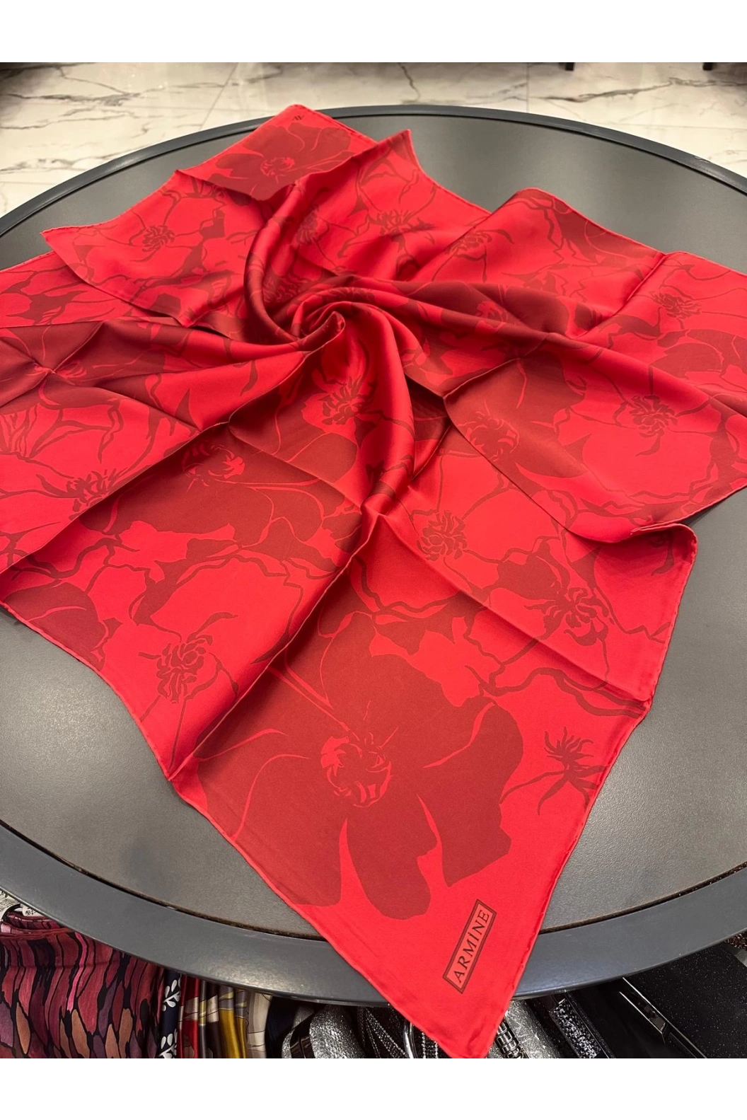 ARMİNE-%100 İPEK EŞARP KIRMIZI