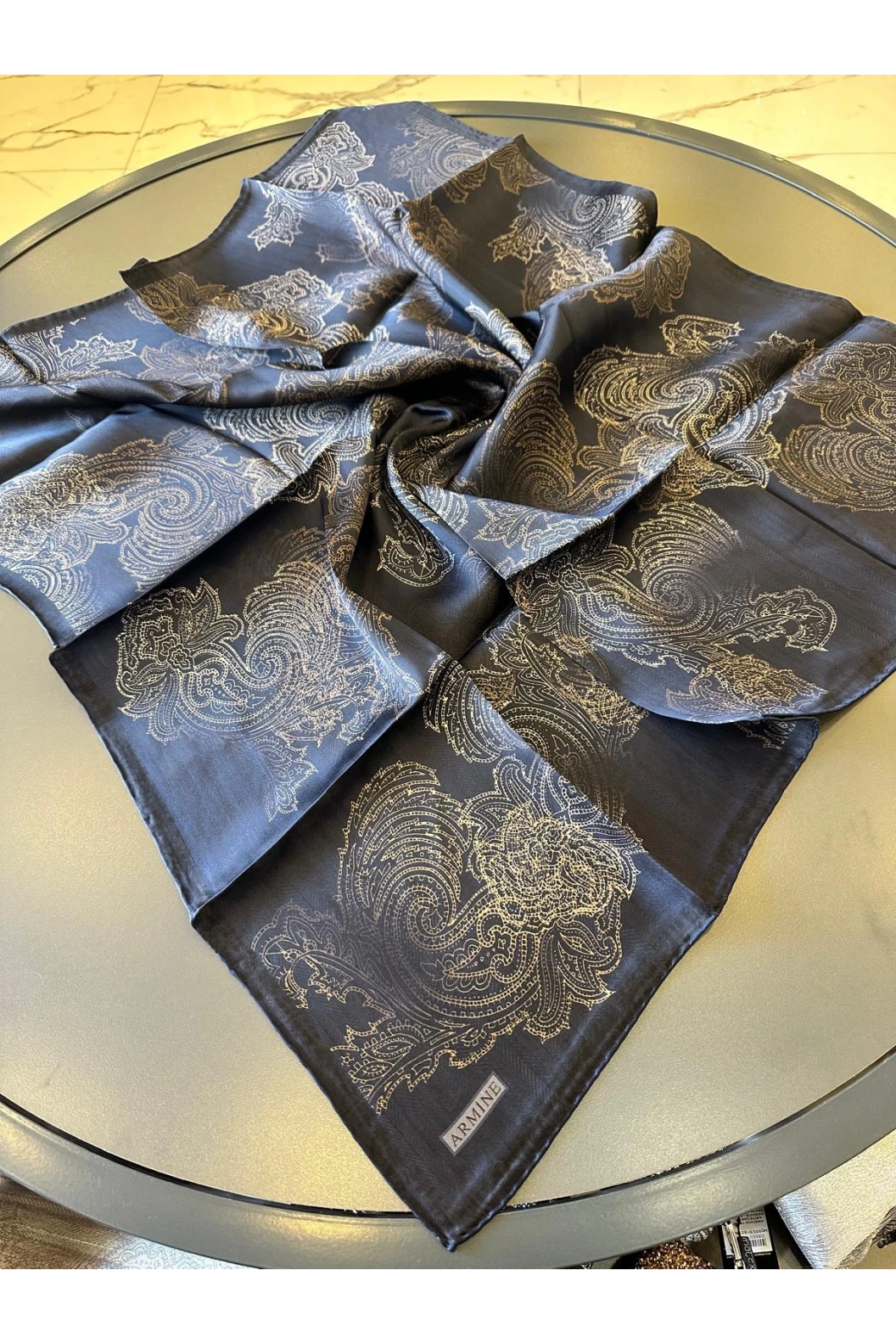 ARMİNE-%100 İPEK EŞARP LACİVERT