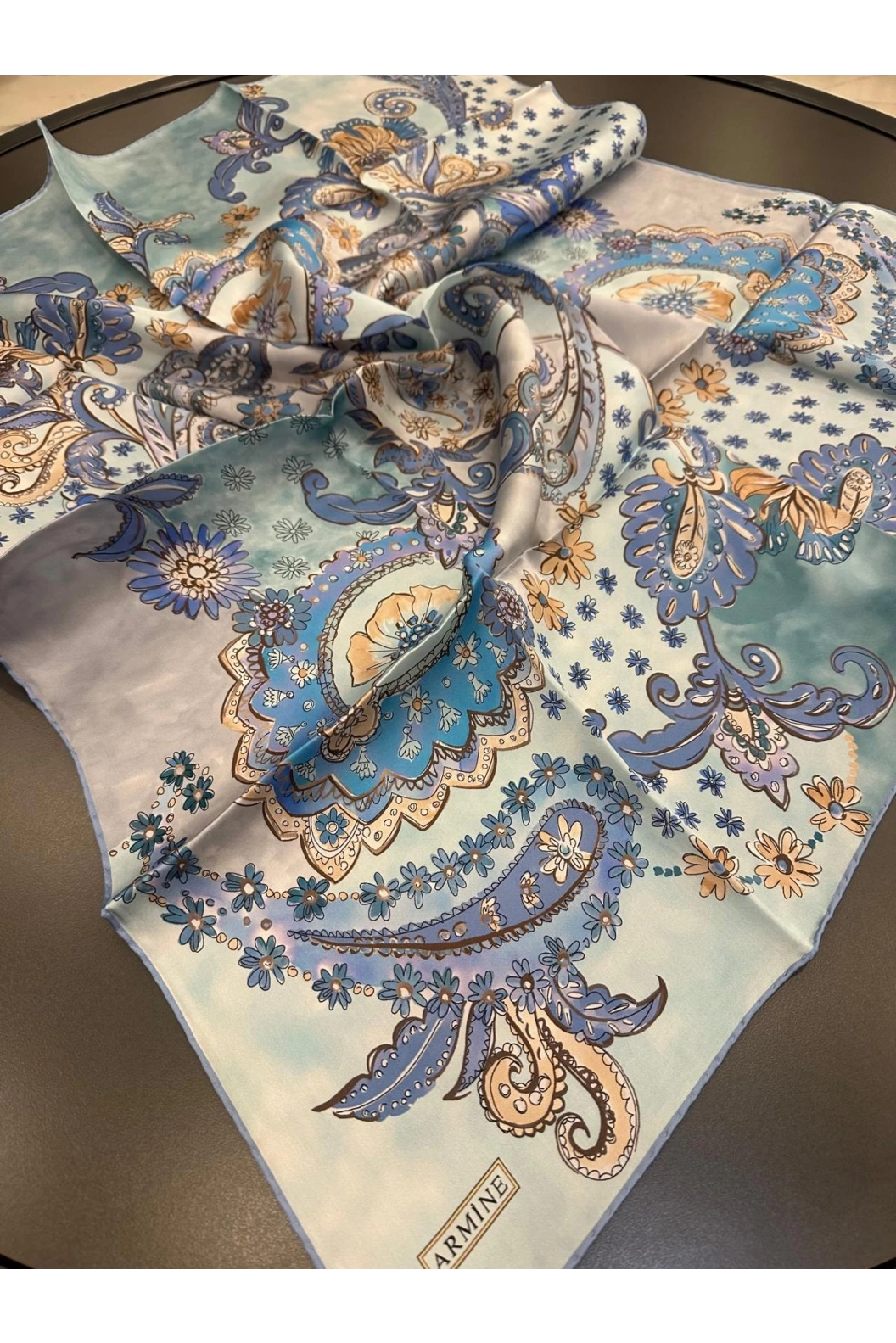 ARMİNE-%100 İPEK EŞARP MAVİ