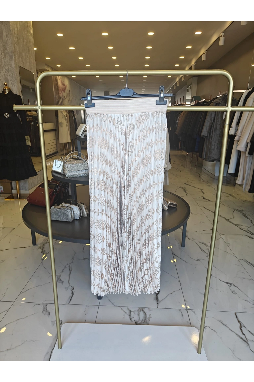 BOEL-PİLİSELİ ETEK EKRU