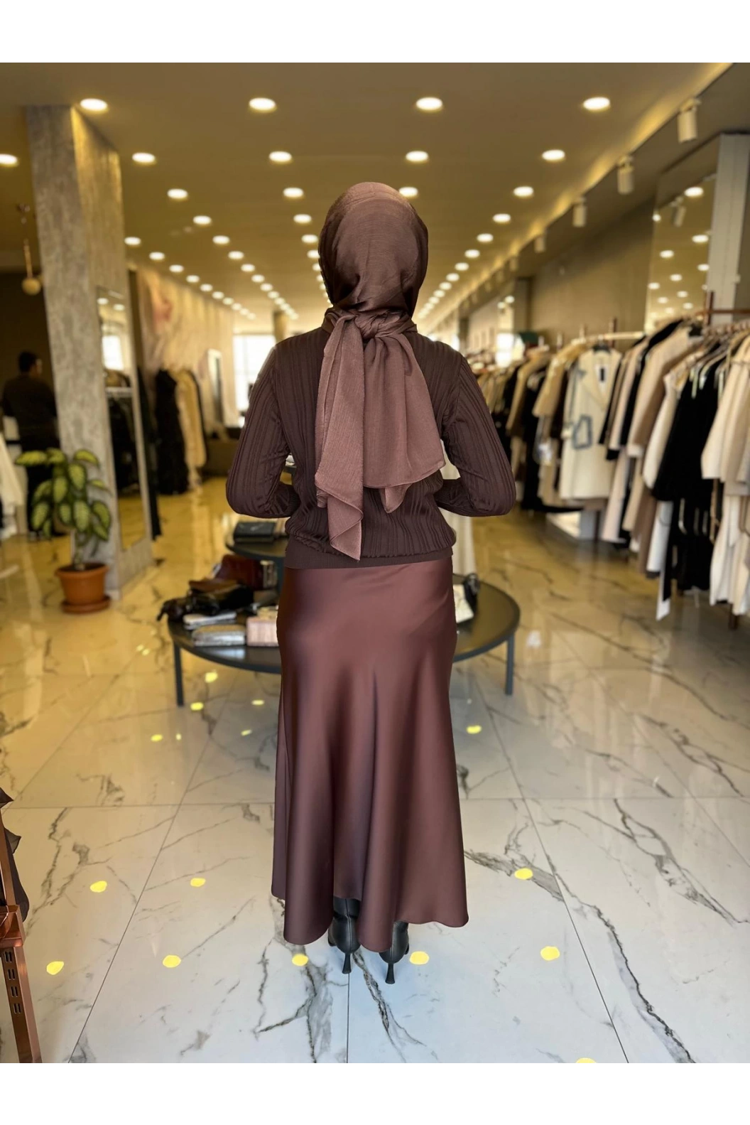 CARTON-FİTİLLİ TRİKO BLUZ KAHVE