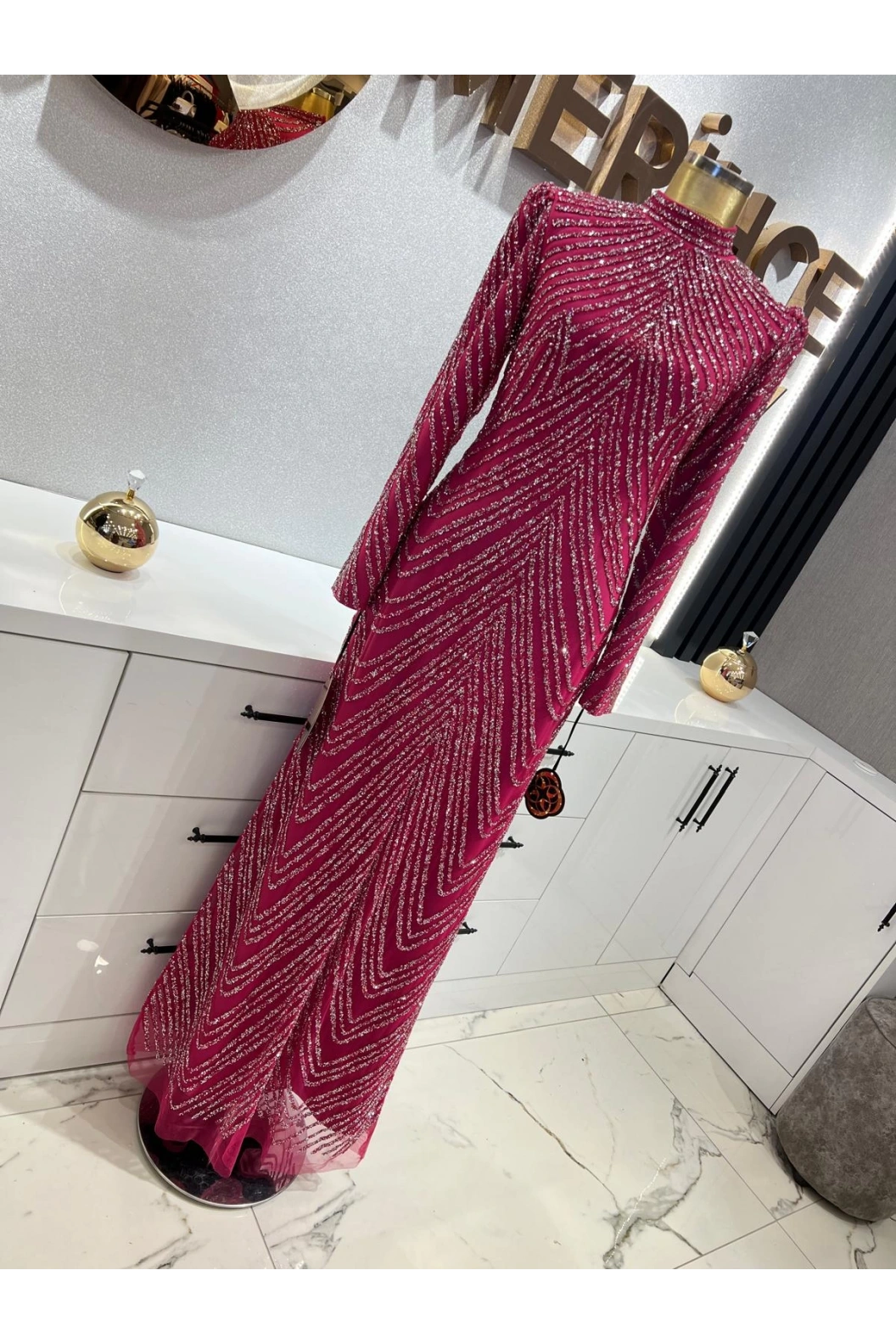 EMİNE GÜNGÖR-SURA ABİYE ELBİSE PEMBE