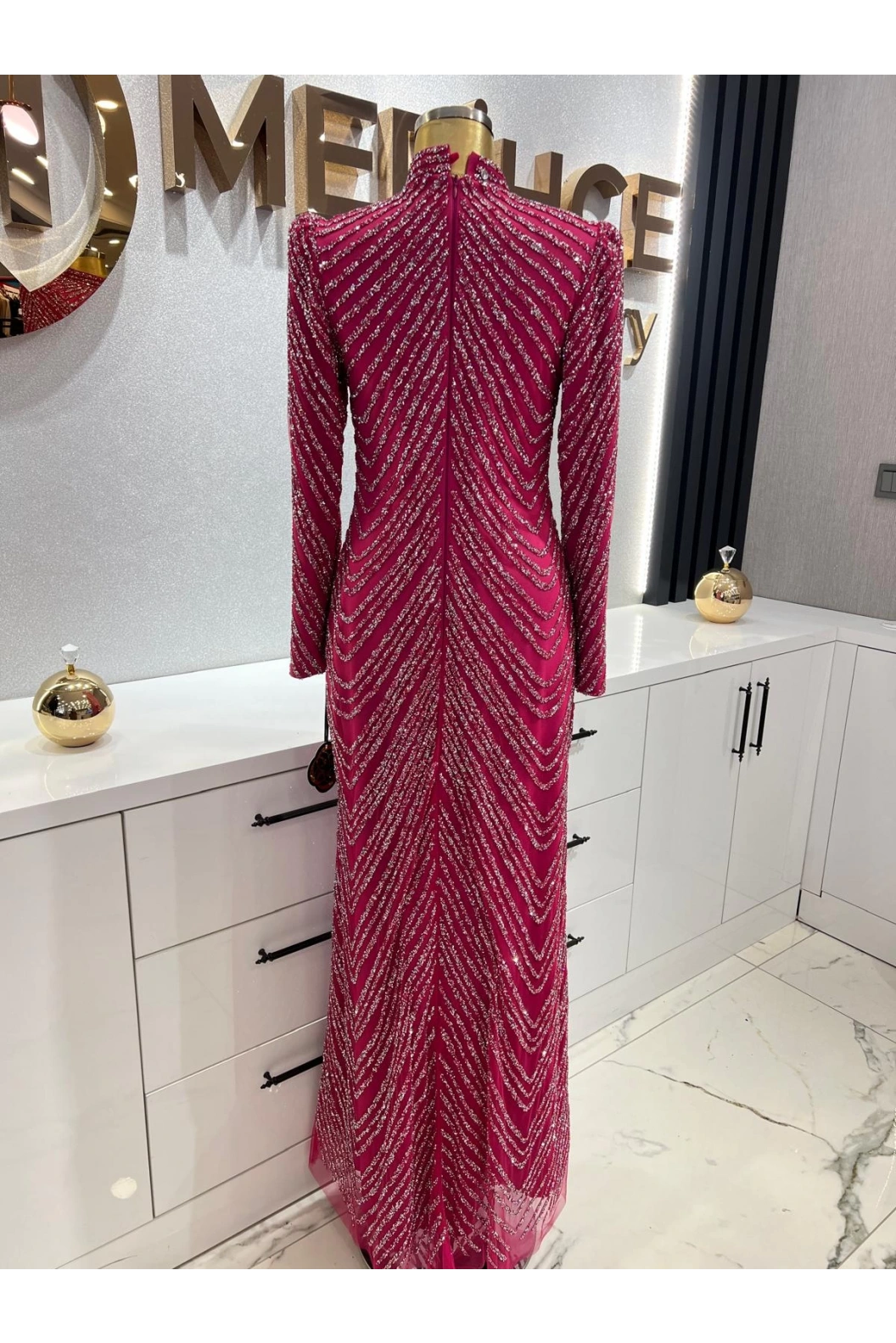 EMİNE GÜNGÖR-SURA ABİYE ELBİSE PEMBE