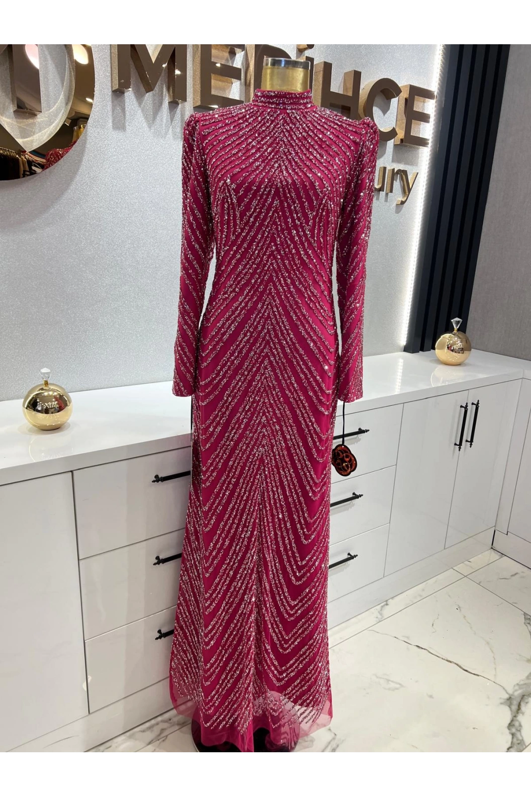 EMİNE GÜNGÖR-SURA ABİYE ELBİSE PEMBE