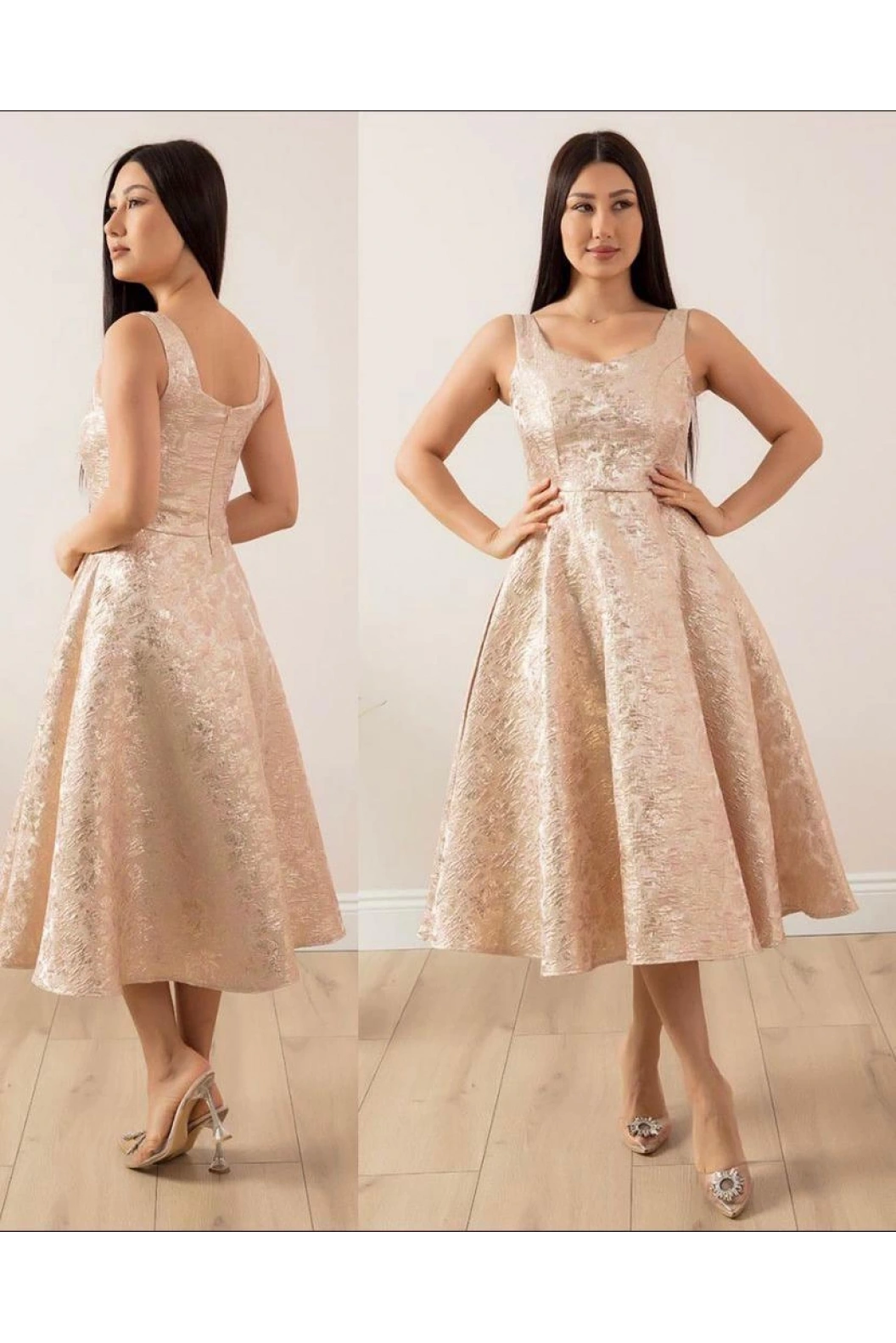 ESPENİCA-ETEĞİ KLOŞ ELBİSE GOLD