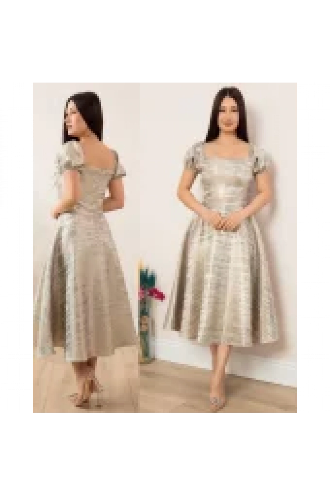 ESPENİCA-KARPUZ KOLLU ELBİSE GRİ