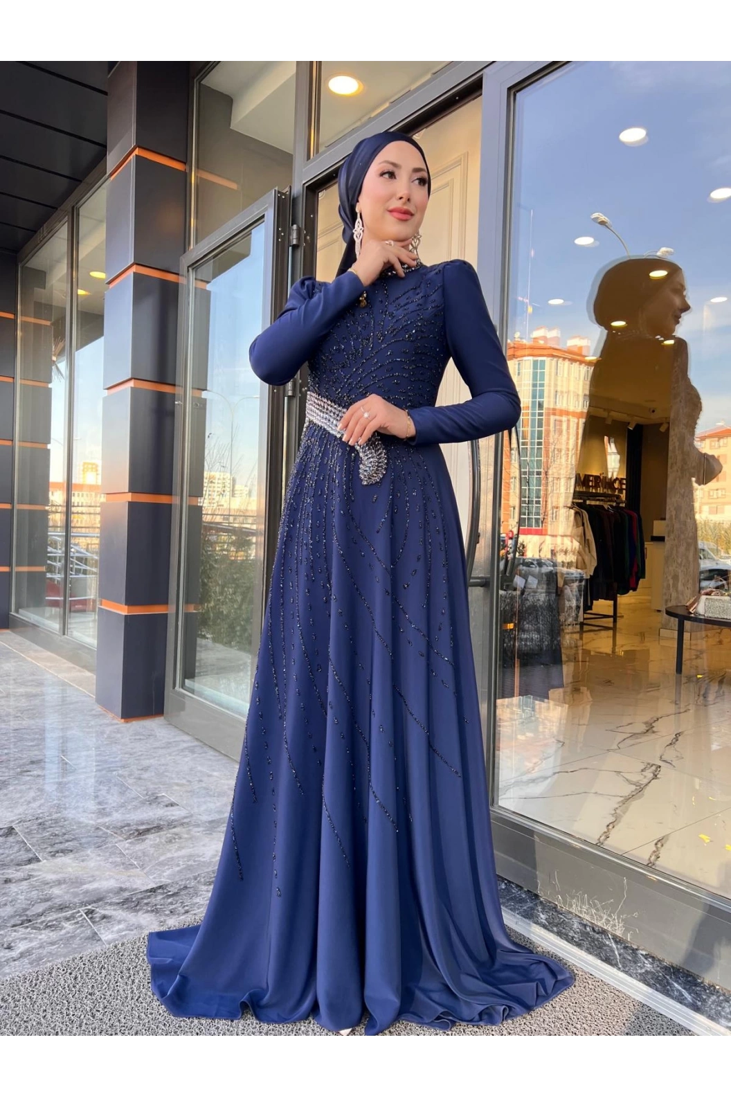 FERİHA SARIOĞLU-GECE ABİYE LACİVERT