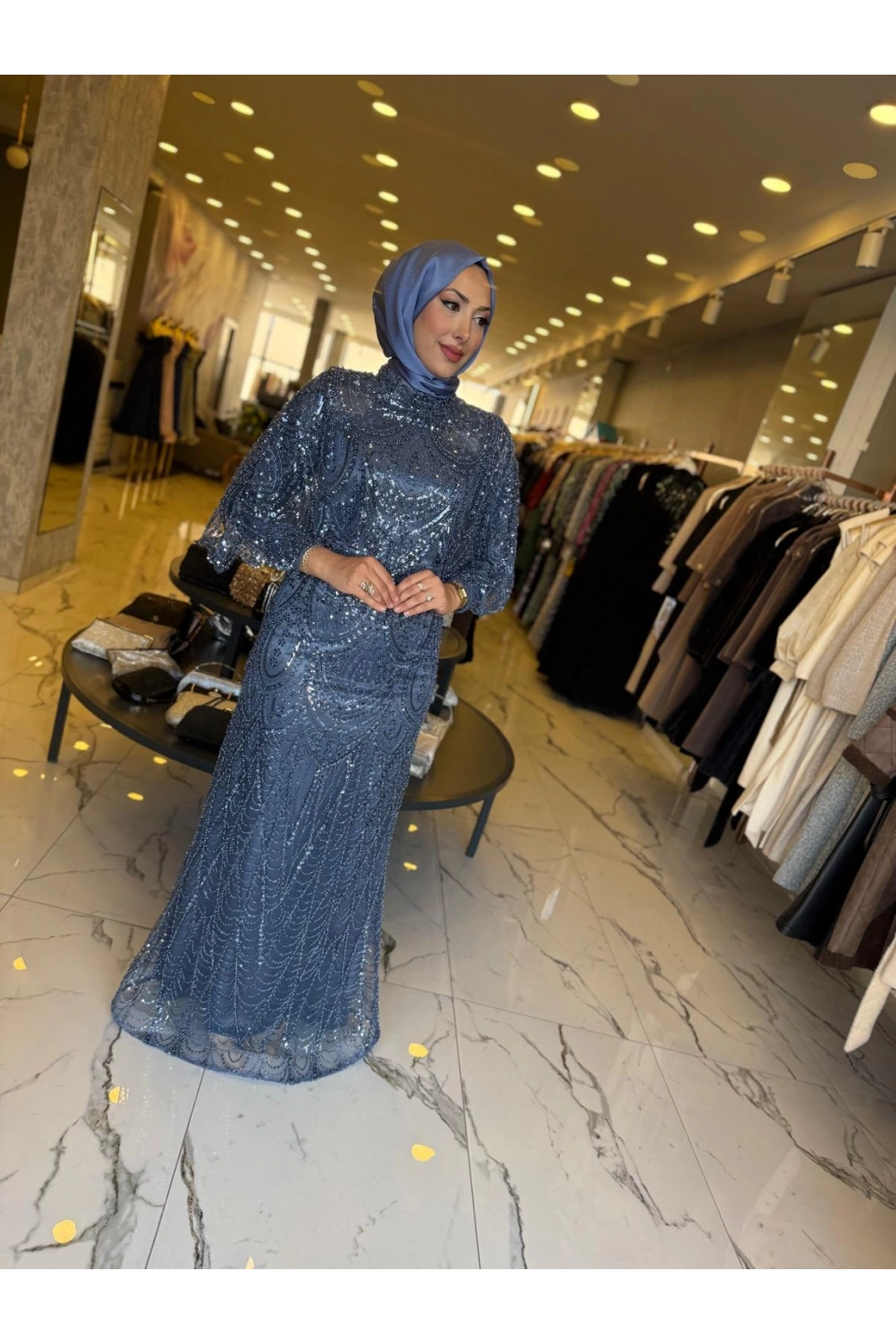 GAMZE ÖZKUL DİVA ABİYE İNDİGO