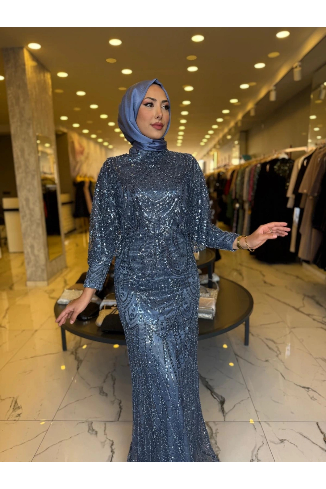 GAMZE ÖZKUL DİVA ABİYE İNDİGO