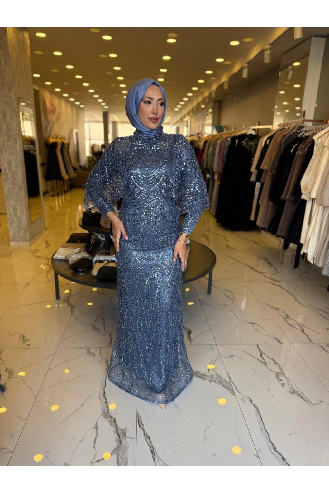 GAMZE ÖZKUL DİVA ABİYE İNDİGO