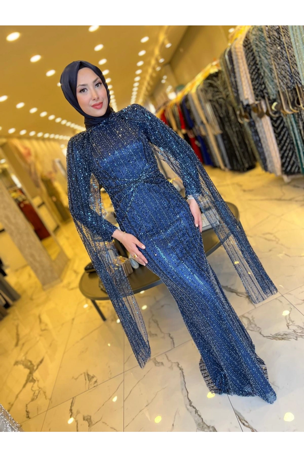 GAMZE ÖZKUL EFSUN ABİYE LACİVERT