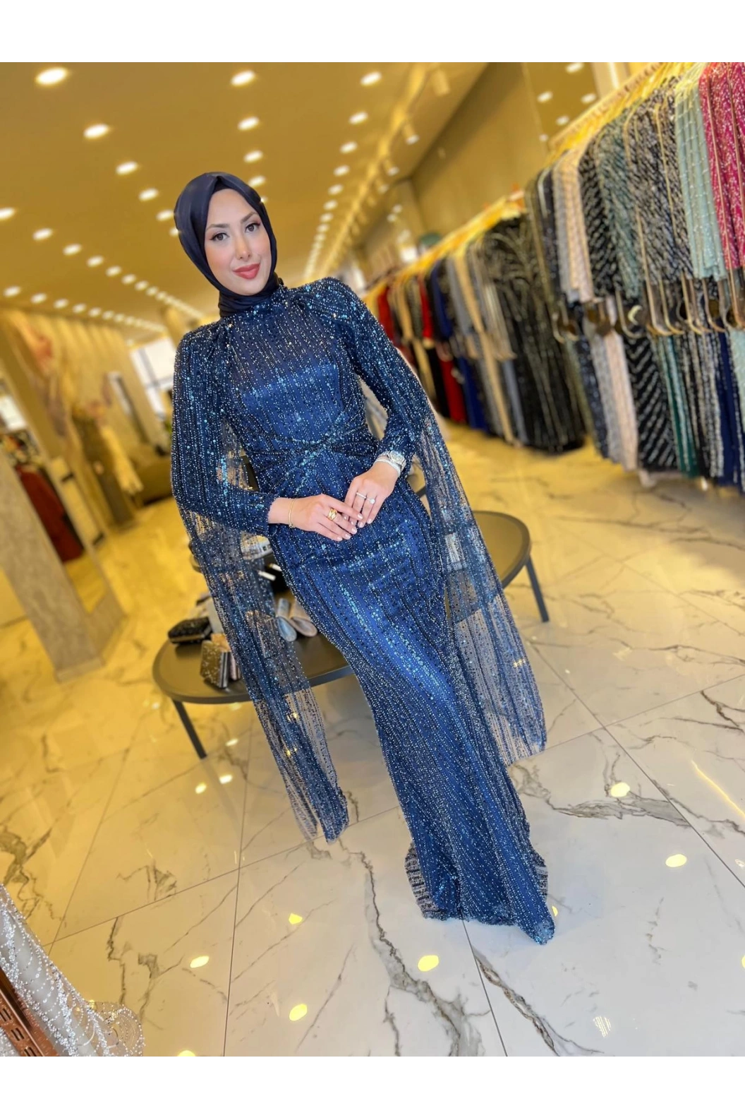 GAMZE ÖZKUL EFSUN ABİYE LACİVERT