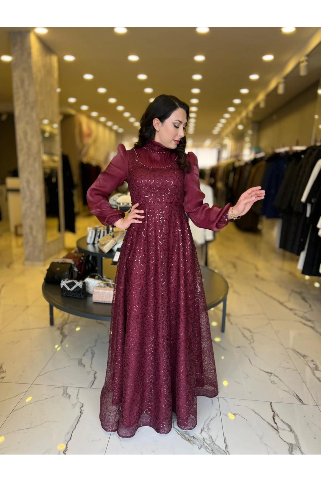 GAMZE ÖZKUL-İNCİ ABİYE BORDO