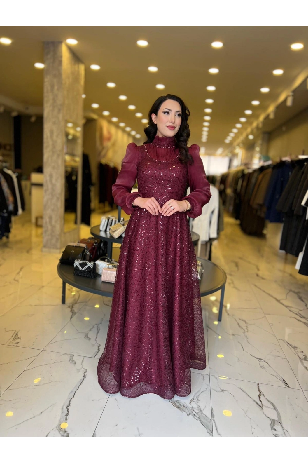 GAMZE ÖZKUL-İNCİ ABİYE BORDO