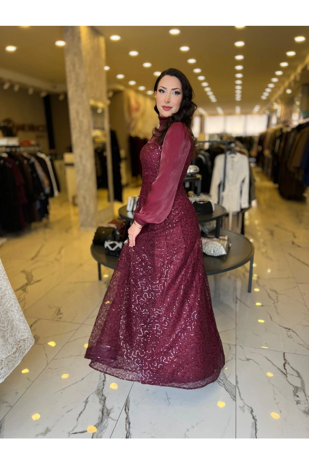 GAMZE ÖZKUL-İNCİ ABİYE BORDO