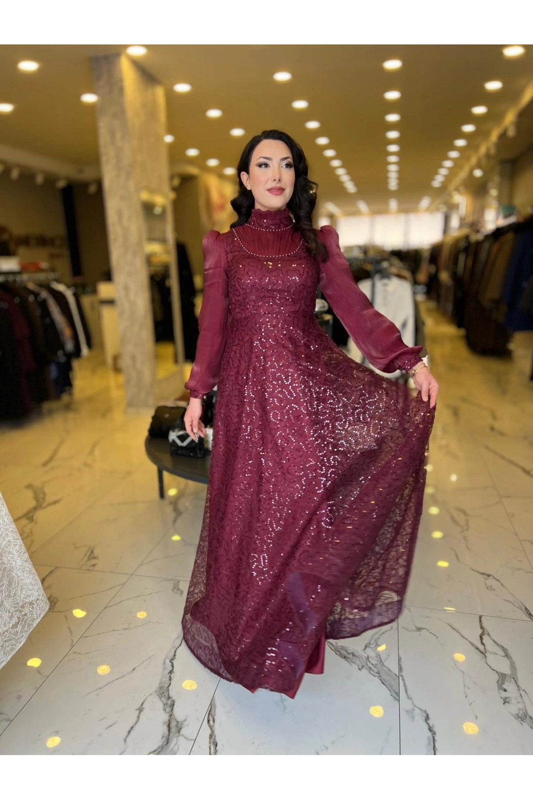 GAMZE ÖZKUL-İNCİ ABİYE BORDO