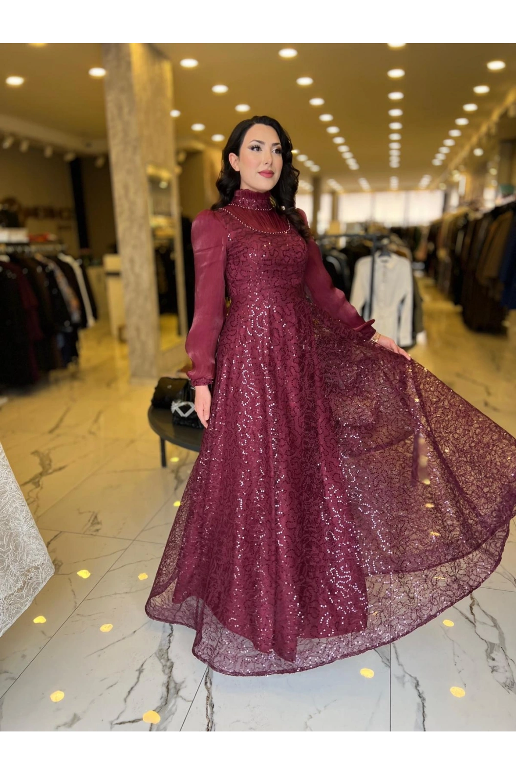 GAMZE ÖZKUL-İNCİ ABİYE BORDO