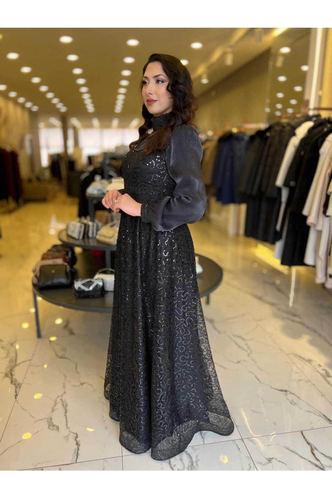 GAMZE ÖZKUL-İNCİ ABİYE SİYAH