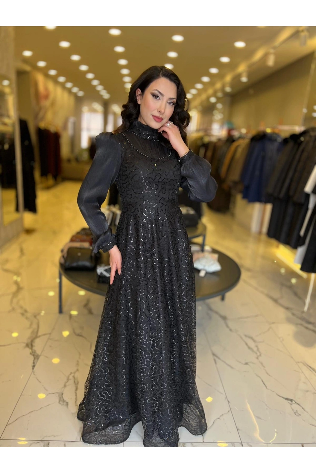 GAMZE ÖZKUL-İNCİ ABİYE SİYAH