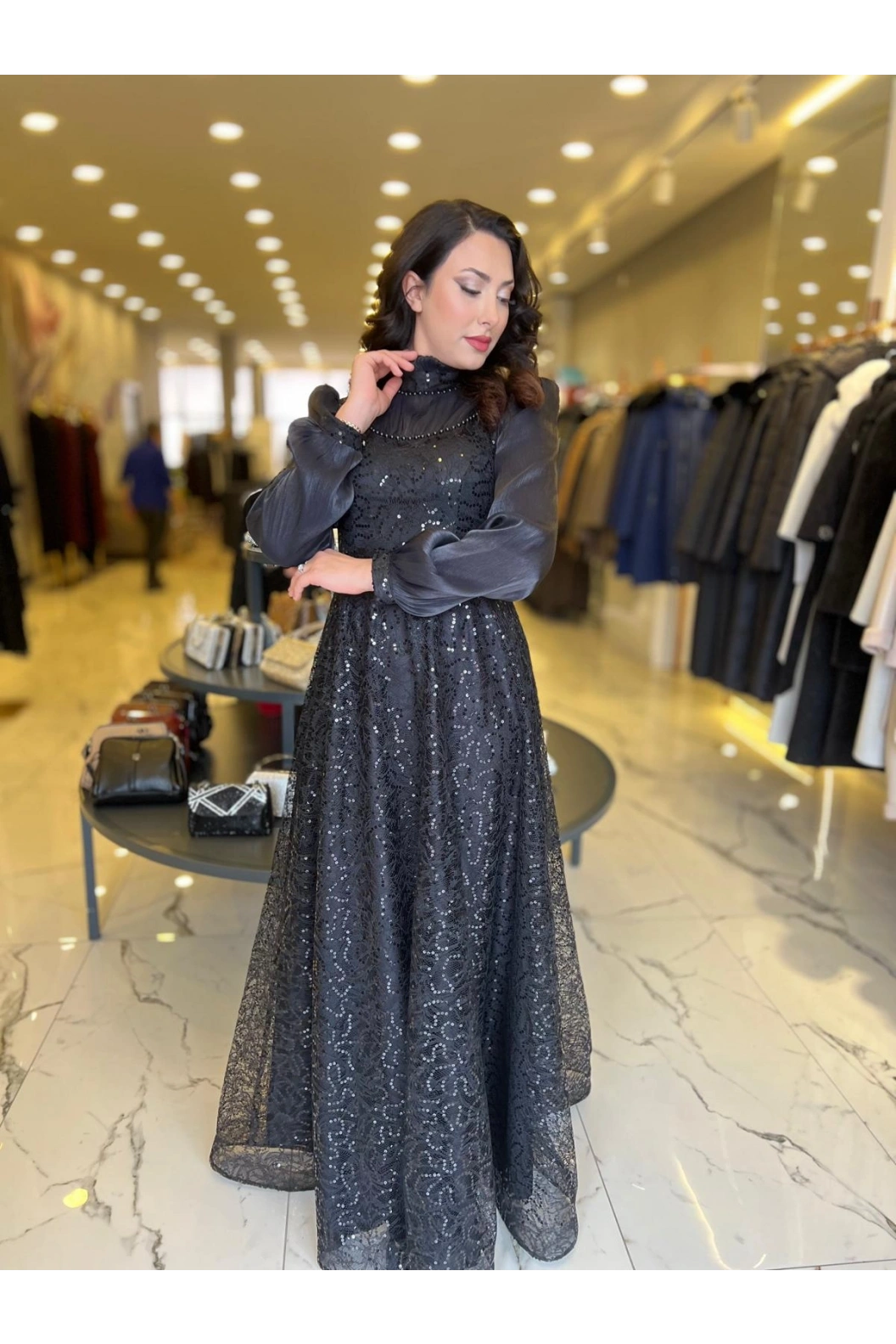 GAMZE ÖZKUL-İNCİ ABİYE SİYAH