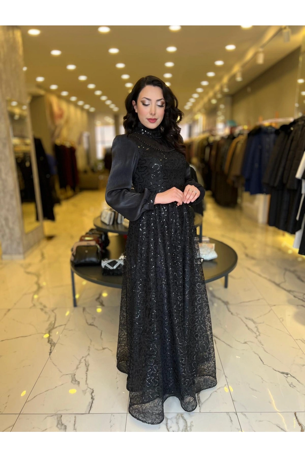 GAMZE ÖZKUL-İNCİ ABİYE SİYAH