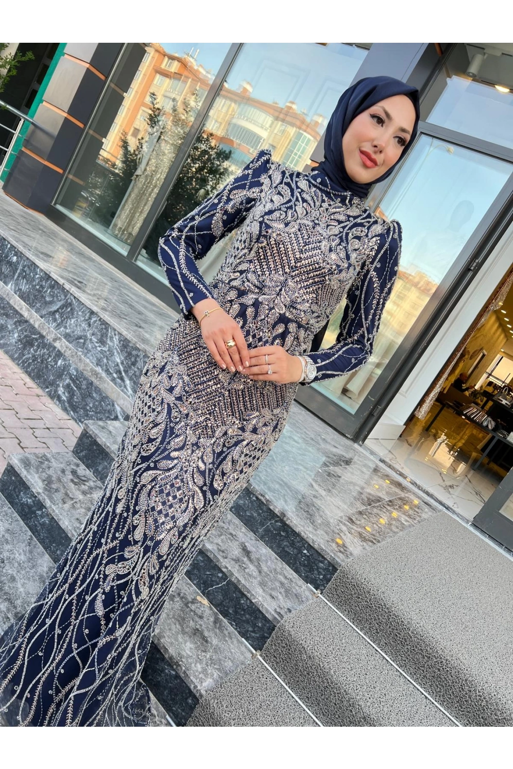 GAMZE ÖZKUL SENA ABİYE LACİVERT