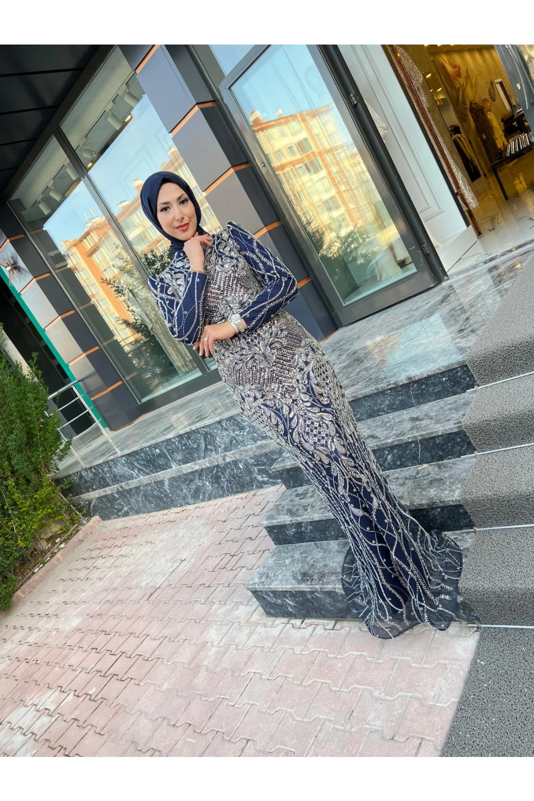 GAMZE ÖZKUL SENA ABİYE LACİVERT