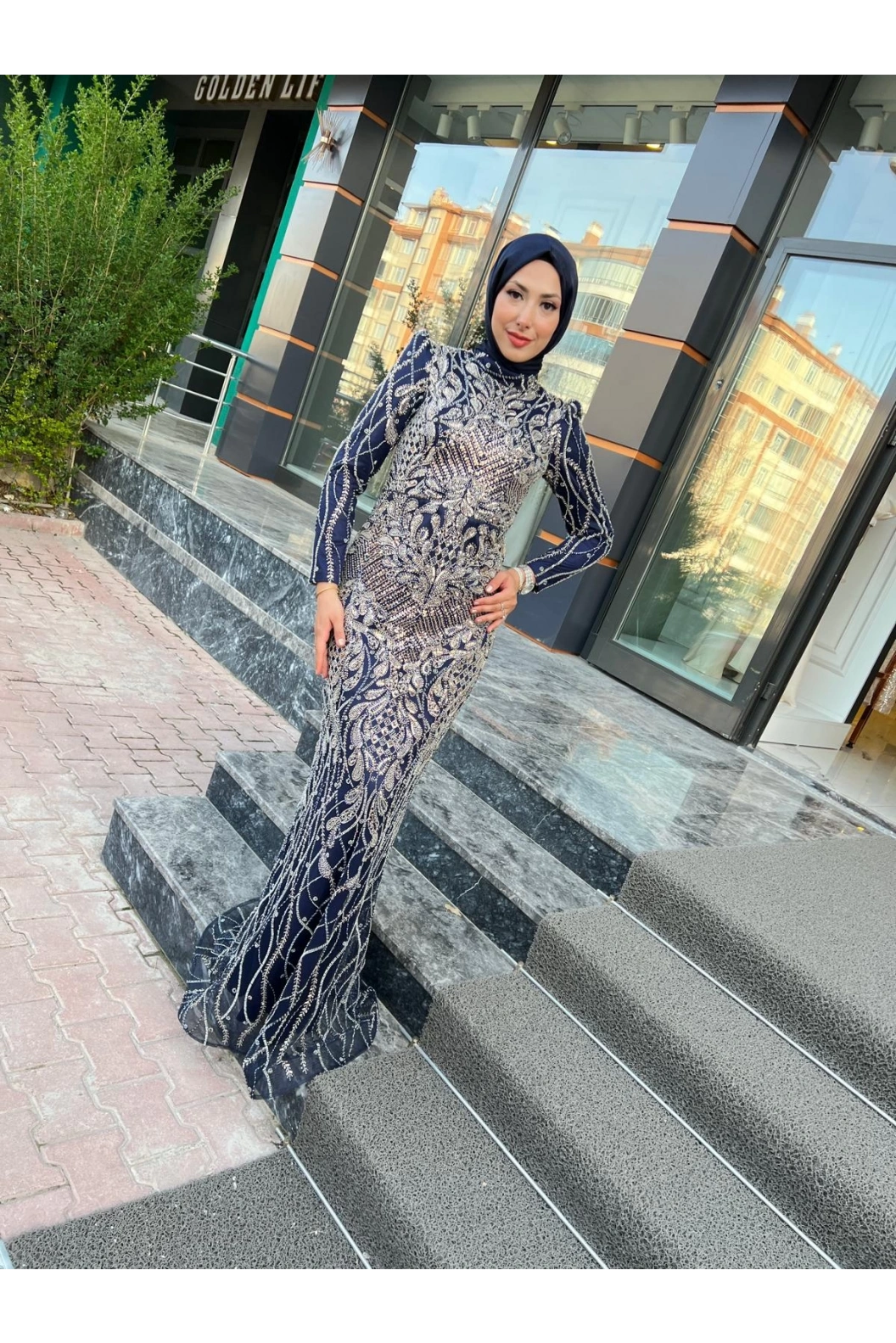 GAMZE ÖZKUL SENA ABİYE LACİVERT