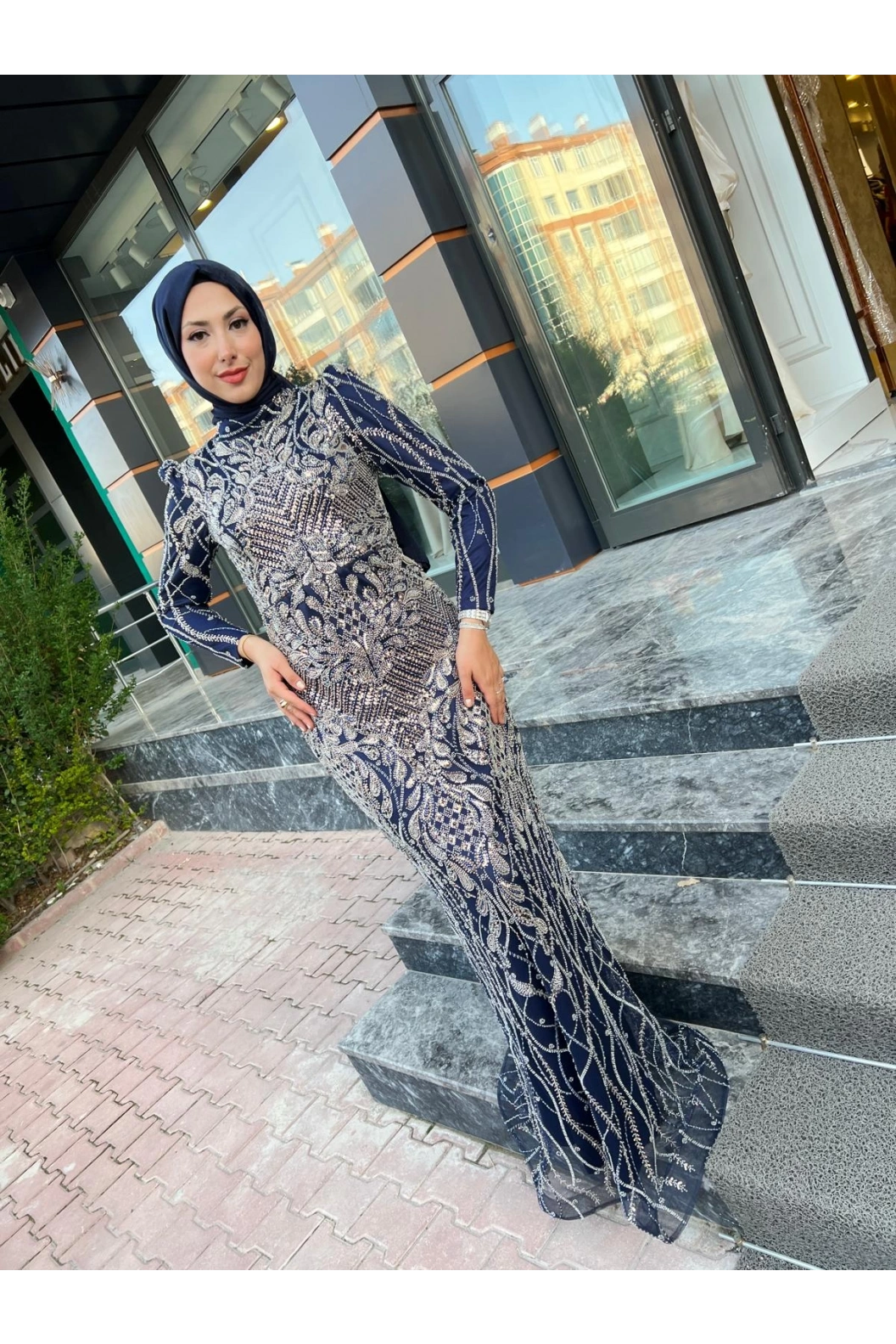 GAMZE ÖZKUL SENA ABİYE LACİVERT