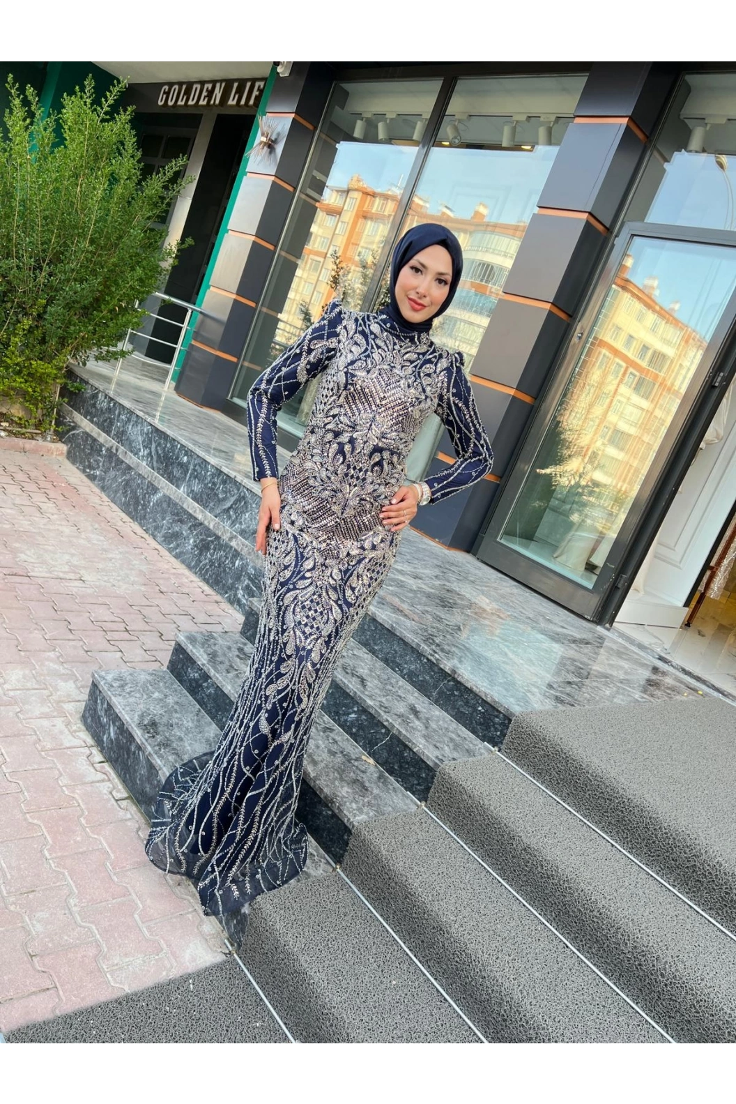 GAMZE ÖZKUL SENA ABİYE LACİVERT