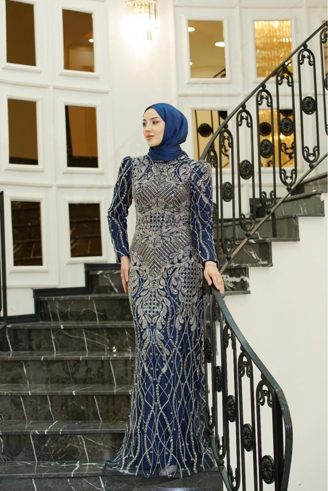 GAMZE ÖZKUL SENA ABİYE LACİVERT