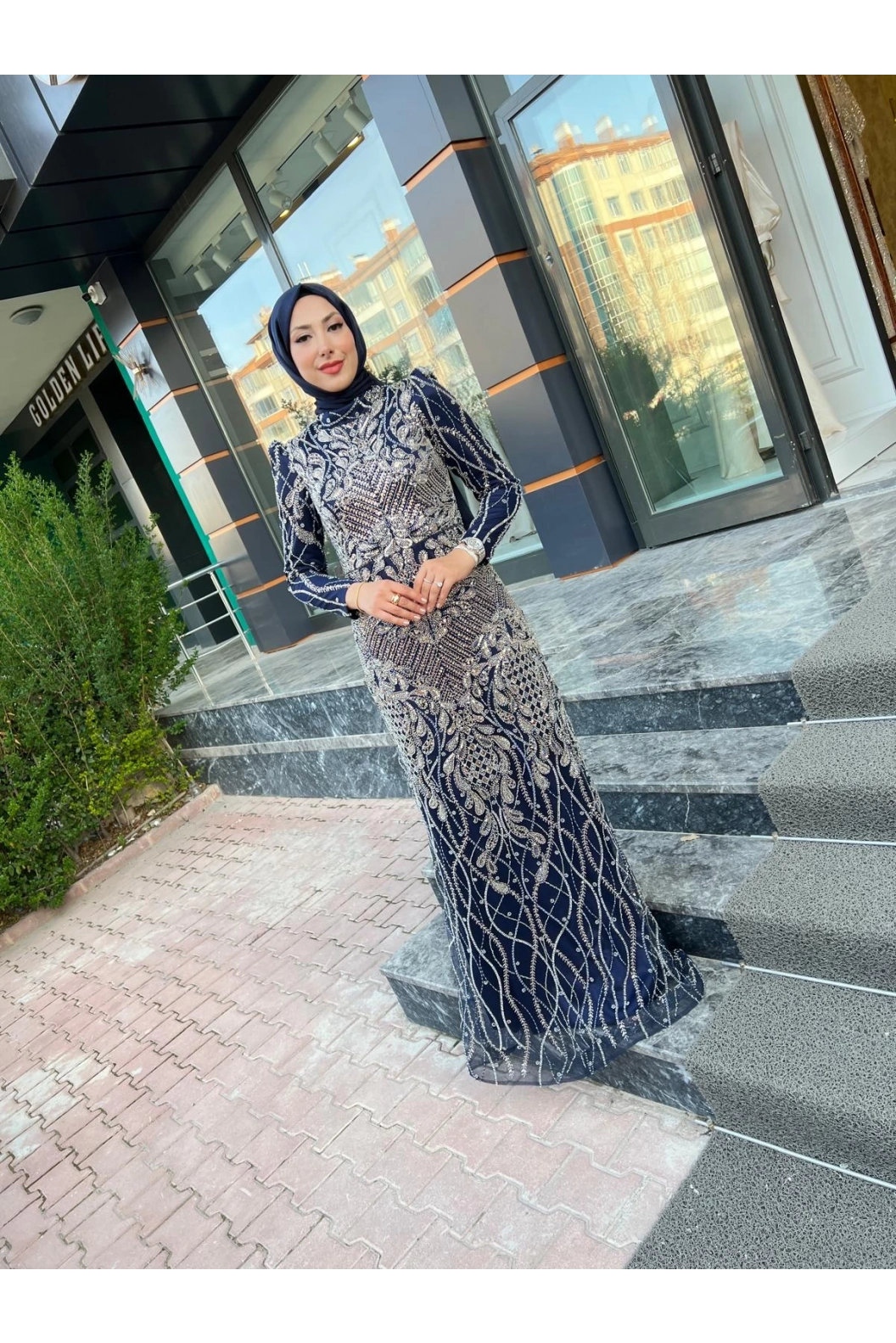 GAMZE ÖZKUL SENA ABİYE LACİVERT