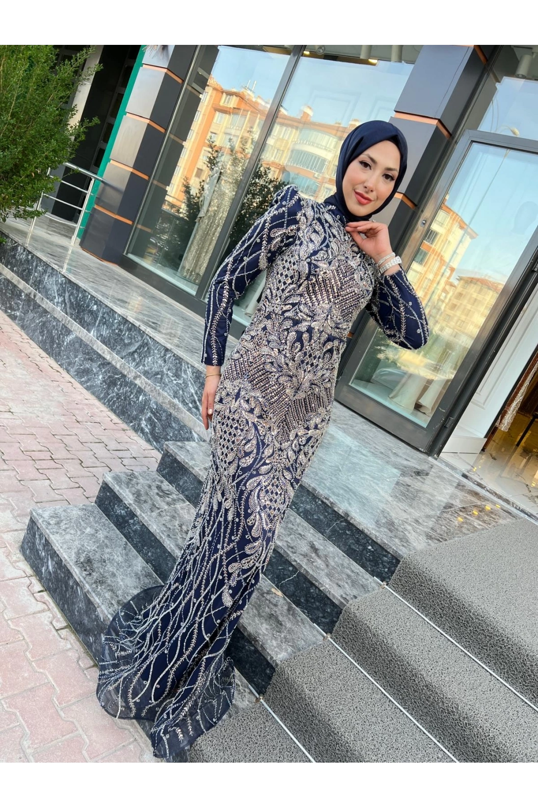 GAMZE ÖZKUL SENA ABİYE LACİVERT