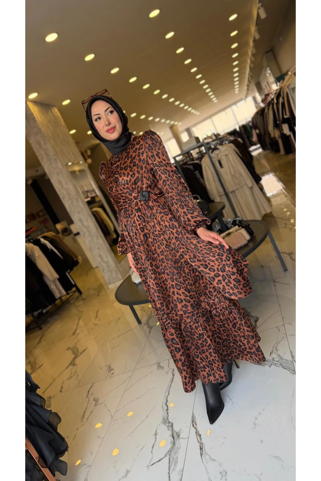 GAZELLA-LEOPAR ELBİSE SİYAH