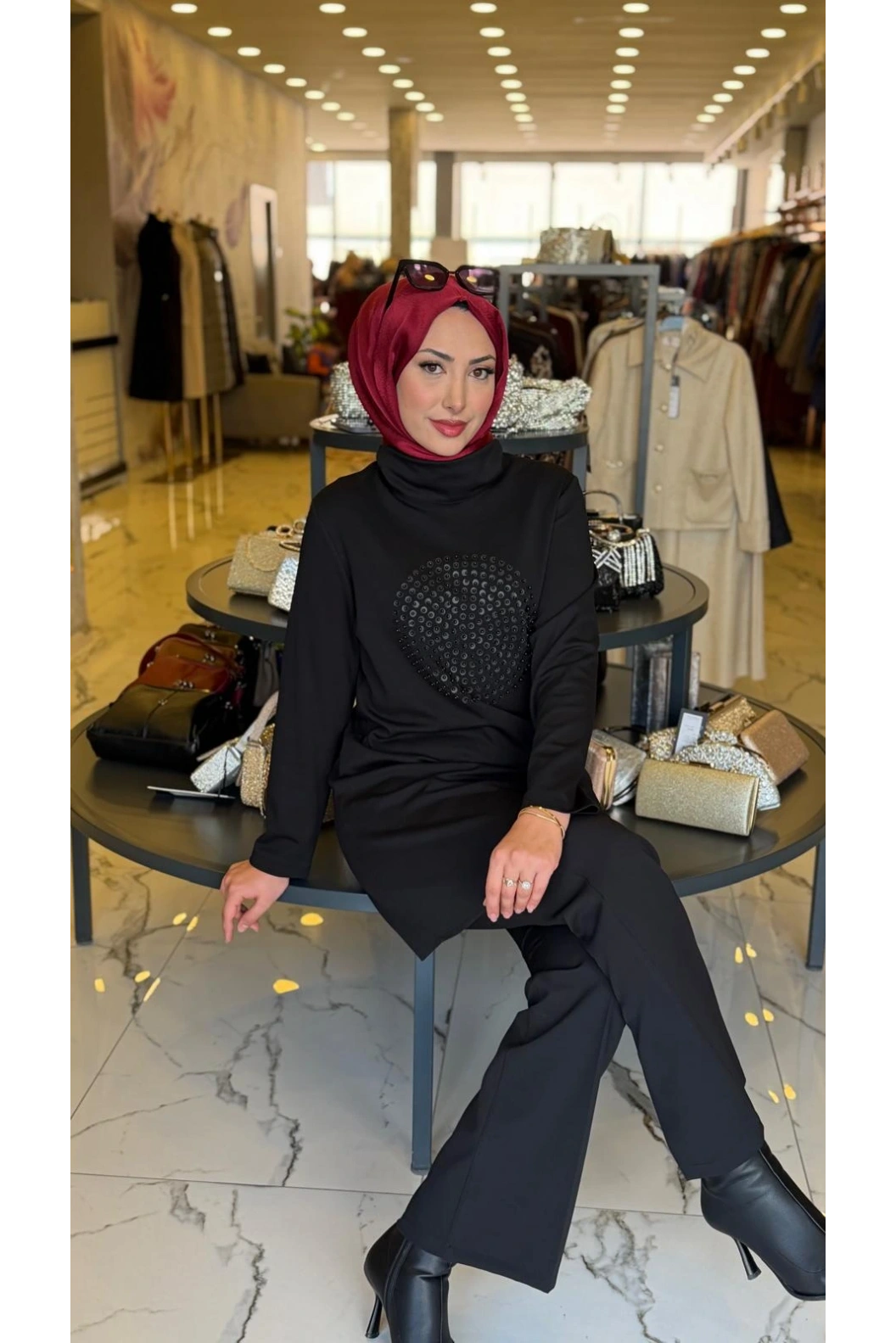 HAYA-DERİLİ MODAL TUNİK SİYAH