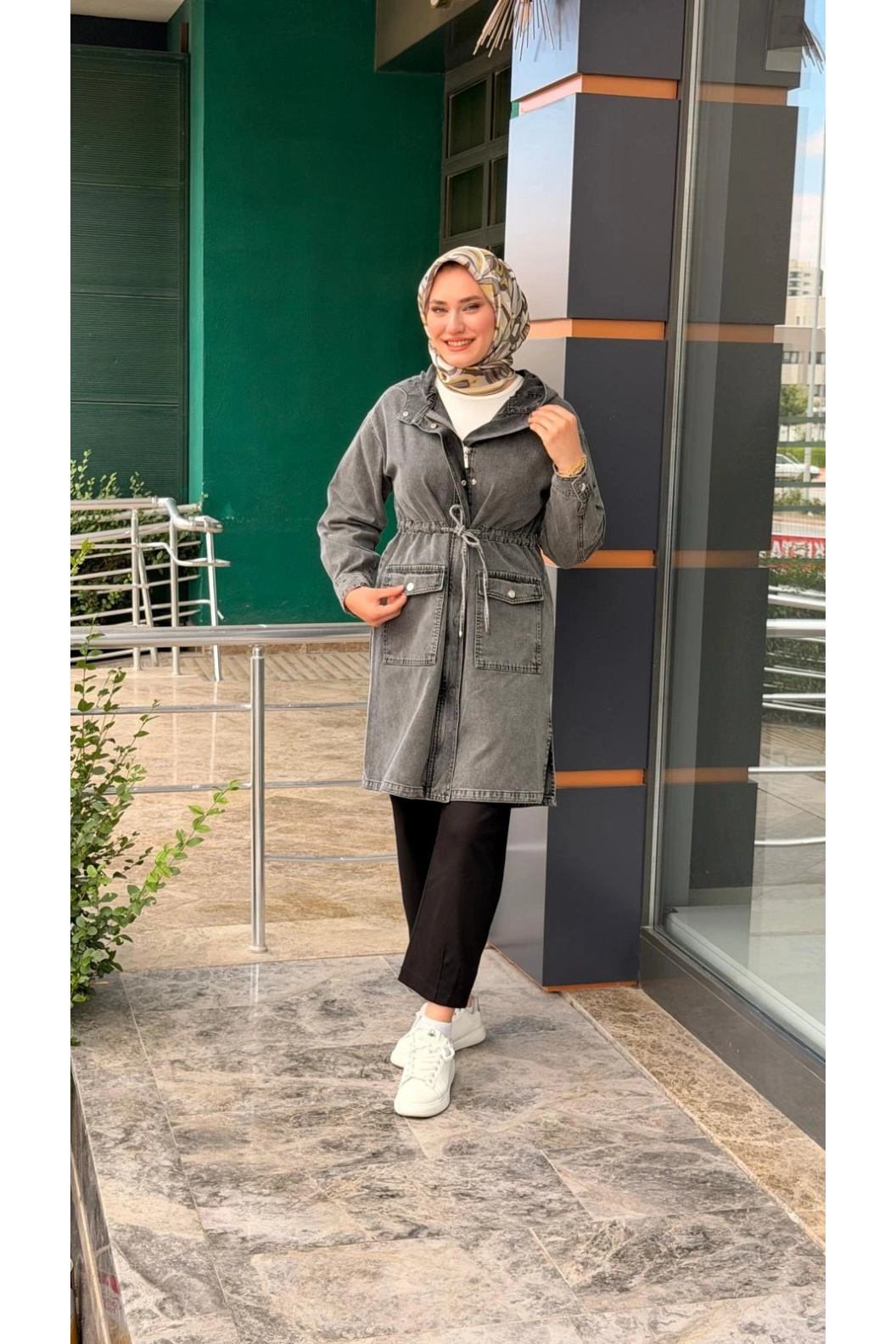 MAGAZİN-KAPŞONLU DENİM GRİ