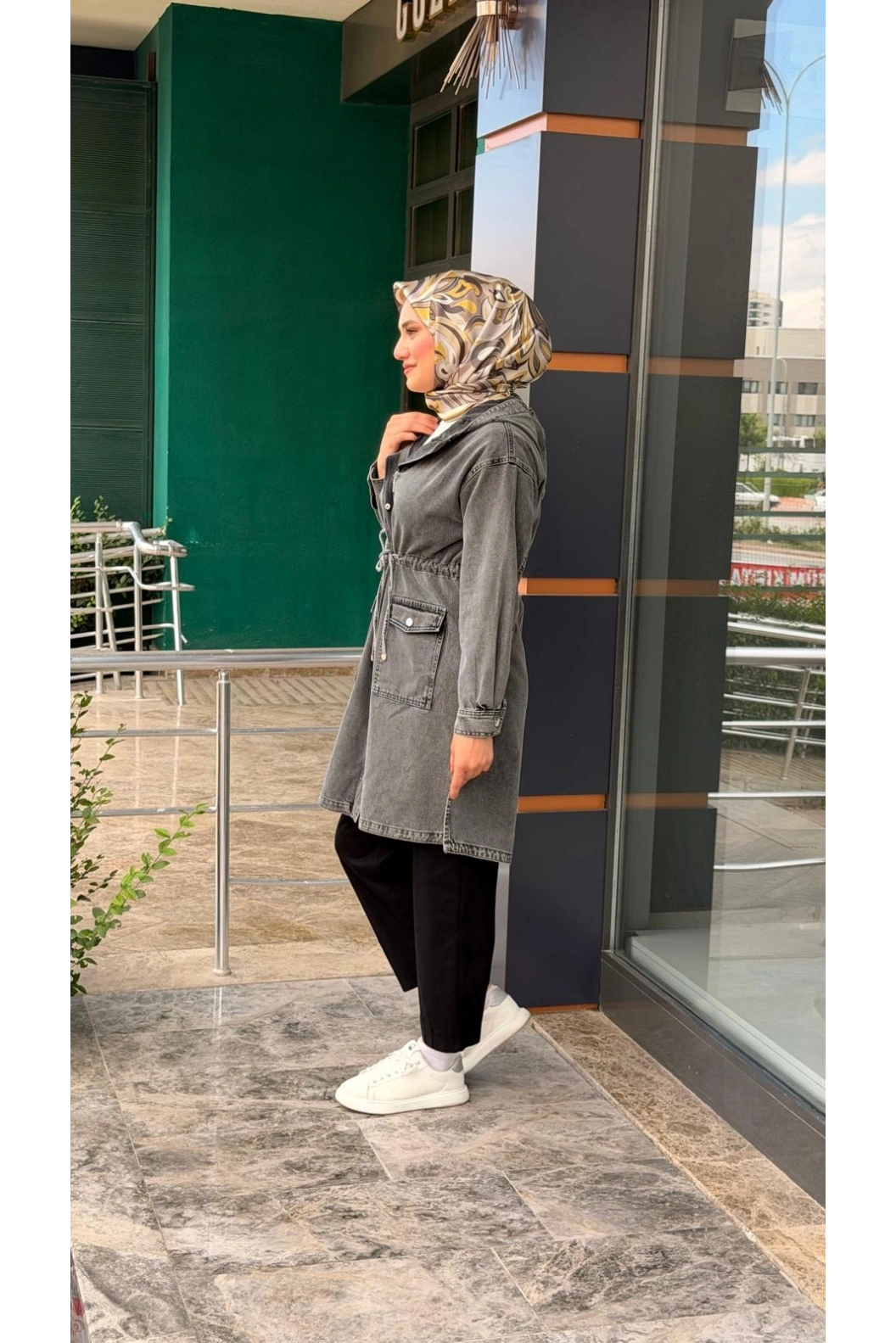 MAGAZİN-KAPŞONLU DENİM GRİ