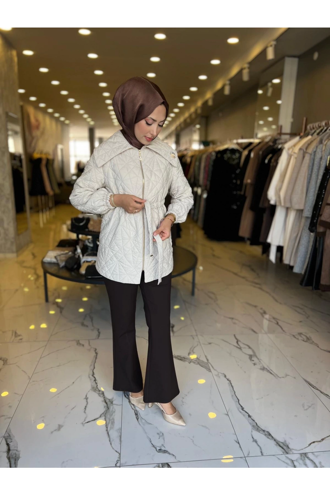 MATEKS-BELDEN KEMERLİ TRENÇ BEJ