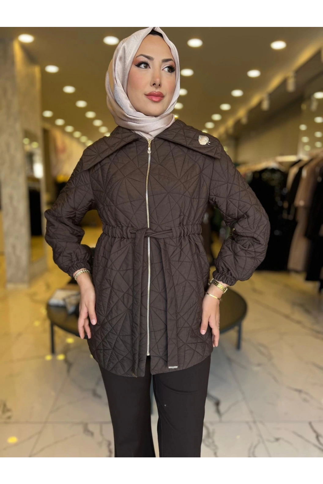 MATEKS-BELDEN KEMERLİ TRENÇ KAHVE